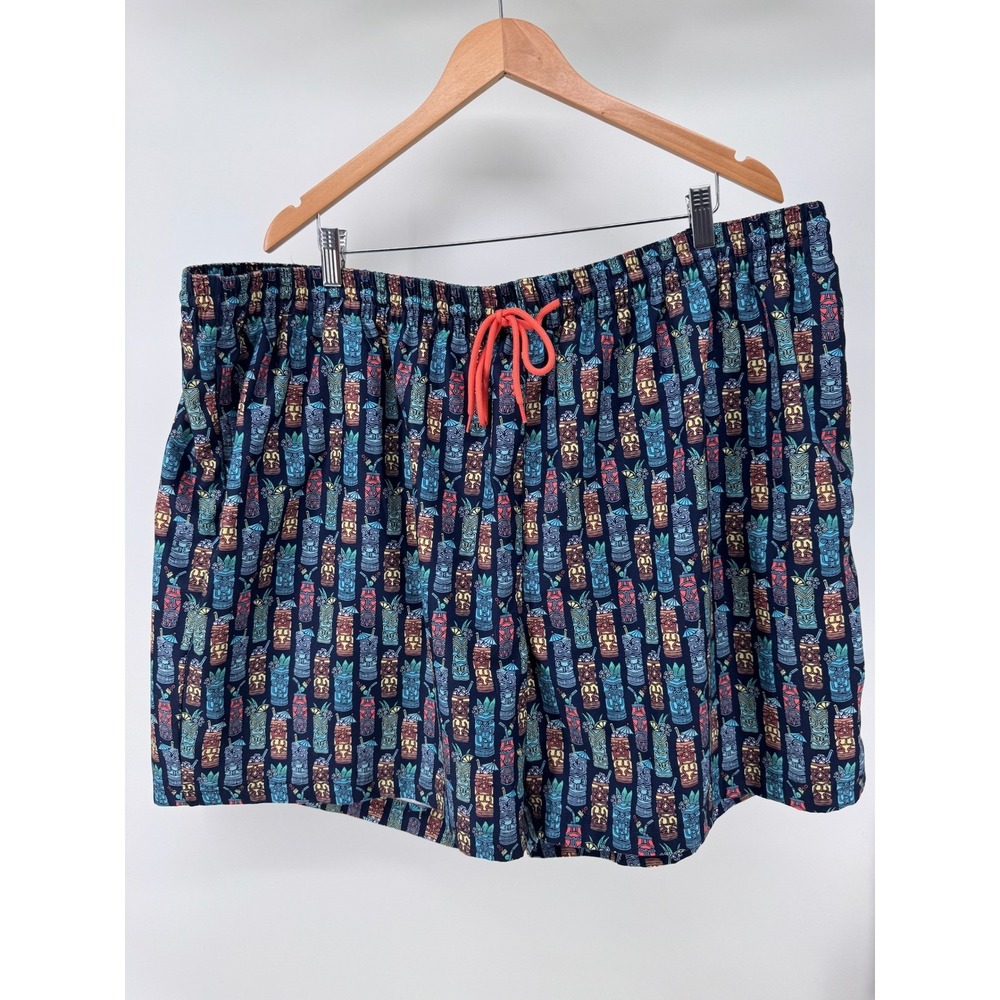 Tiki Hawaiian Swim‎ Trunks Mens 3XB Blue Tropical Beach Swim Caribbean